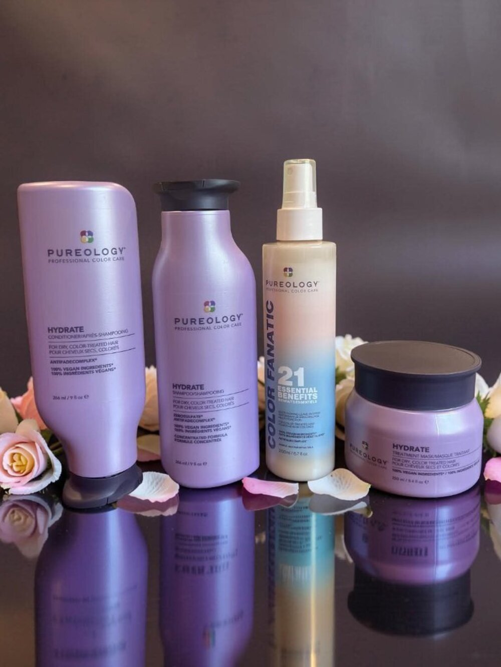 Pureology Hydrate Shampoo& Conditioner 9.8 oz Mask 8.4 oz 21 Essential Benefits
